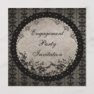 zwarte kant en Sequins Engagement Party Kaart