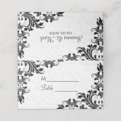 Zwarte kant en witte Damaskers Plaatskaartje (Buitenkant ongevouwen)