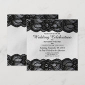 Zwarte kant en witte satijnbruiloft kaart (Voorkant / Achterkant)
