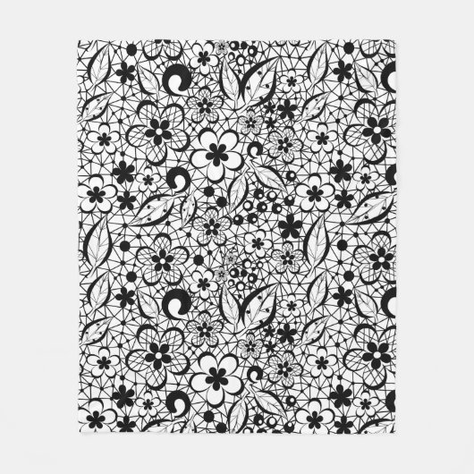 Zwarte kant fleece deken (Voorkant)