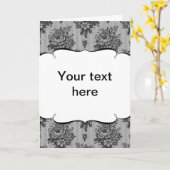 Zwarte kant Franse achtergrond vouwende Kaart (Gele Bloem)