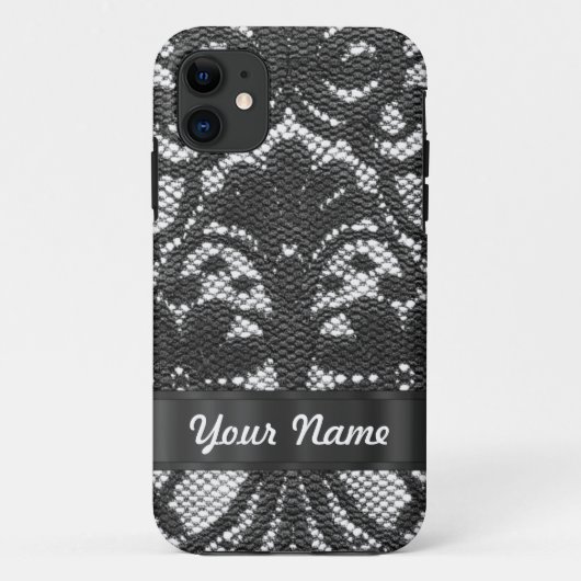 Zwarte kant gepersonaliseerd Case-Mate iPhone case (Achterkant)