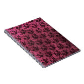 Zwarte kant met roze achtergrond notitieboek (Rechterzijde)