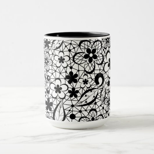 Zwarte kant mok (Midden)