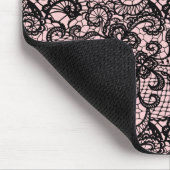 Zwarte kant op Blush roze Muismat (Hoek)