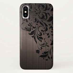Zwarte kant op bruine metalen achtergrond Case-Mate iPhone case