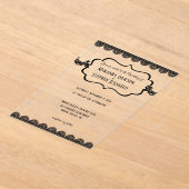 Zwarte kant op duidelijke aangepaste bruiloft acryl uitnodigingen (Laagn)