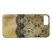 Zwarte kant op goudglitter Case-Mate iPhone case (Achterkant (Horizontaal))