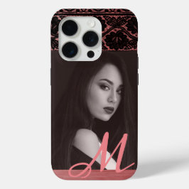 Zwarte kant op Roos Gold - Aangepaste foto en Init iPhone 15 Pro Case