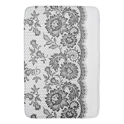 Zwarte kant op wit badmat (Voorkant Verticaal)