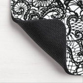 Zwarte kant op wit muismat (Hoek)