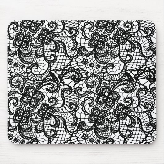 Zwarte kant op wit muismat (Voorkant)