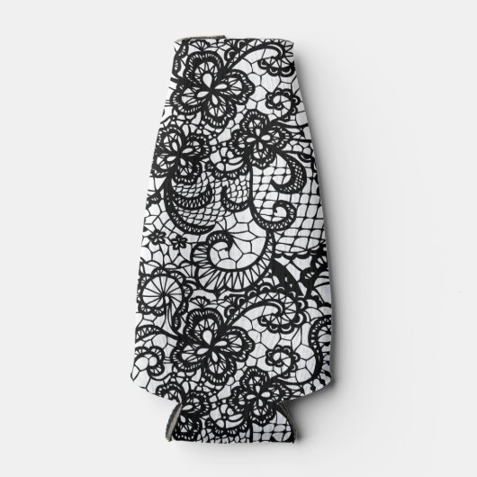 Zwarte kant op witte Koelbox Flesjeskoeler (Voorkant)