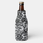 Zwarte kant op witte Koelbox Flesjeskoeler (Fles Voorkant)