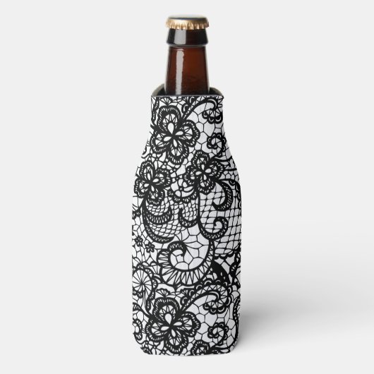 Zwarte kant op witte Koelbox Flesjeskoeler (Fles Voorkant)