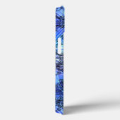 Zwarte kant op zacht blauw gepatterd glas Case-Mate iPhone case (Achterkant / Rechts)