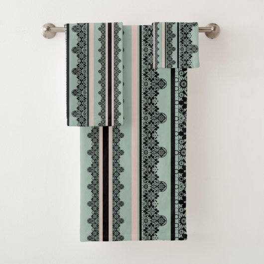 Zwarte kant, openwerkkussen bad handdoek (Insitu)