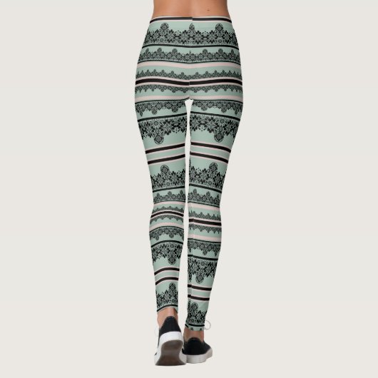 Zwarte kant, openwerkkussen leggings (Achterkant)