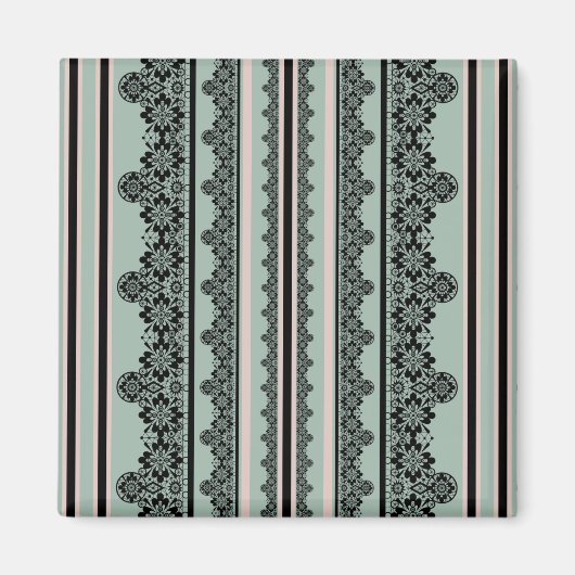 Zwarte kant, openwerkkussen magneet (Voorkant)