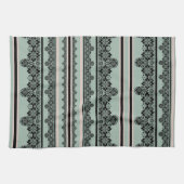 Zwarte kant, openwerkkussen theedoek (Horizontaal)