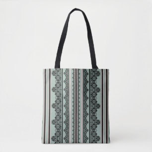 Zwarte kant, openwerkkussen tote bag