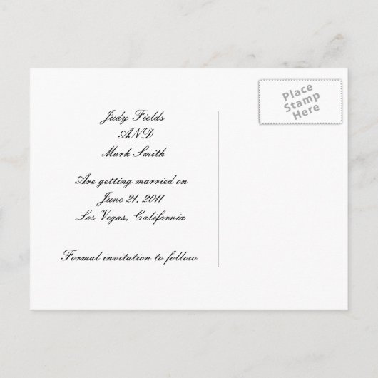 Zwarte kant Opslaan Datum Briefkaart (Achterkant)