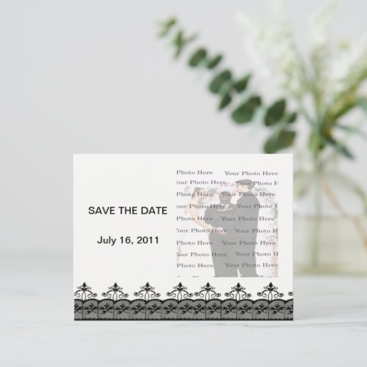 Zwarte kant Opslaan Datum Briefkaart (Staand voorkant)