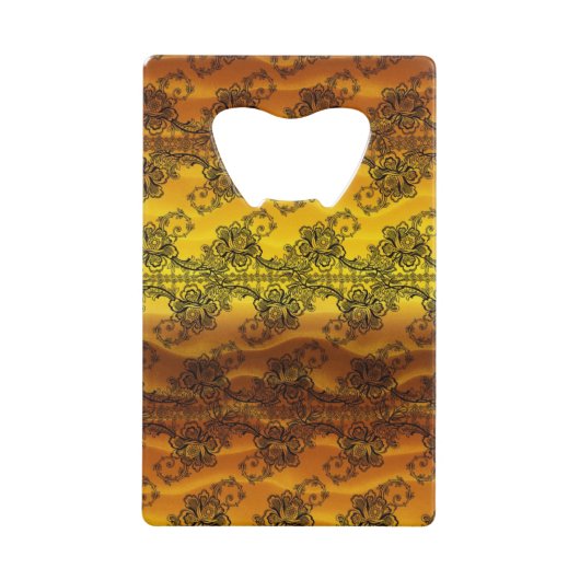 Zwarte kant over Golden Waves Creditkaart Flessenopener (Voorkant)