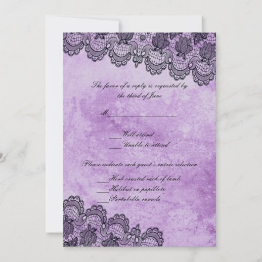 Zwarte Kant Paarse Gotische Huwelijksreactie Kaart (Voorkant)