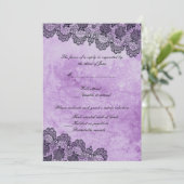 Zwarte Kant Paarse Gotische Huwelijksreactie Kaart (Staand voorkant)