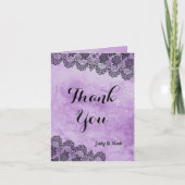 Zwarte Kant Paarse Gotische Trouw Dank Kaart (Voorkant)