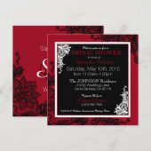 Zwarte kant Rood Modern Gothic Vrijgezellenfeest Kaart (Voorkant / Achterkant)