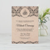  zwarte kant Rustic Burlap Islamic Mehndi Kaart (Staand voorkant)