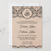  zwarte kant Rustic Burlap Islamic Wedding Kaart (Voorkant)