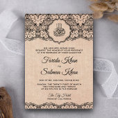  zwarte kant Rustic Burlap Islamic Wedding Kaart