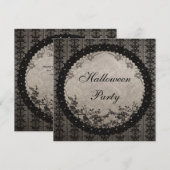 zwarte kant & Sequins Halloween Party Kaart (Voorkant / Achterkant)