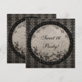 zwarte kant & Sequins Sweet 16-partij Kaart (Voorkant / Achterkant)