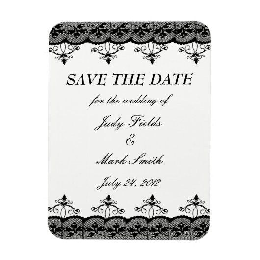 Zwarte kant sparen de Datum Magnet Magneet (Verticaal)