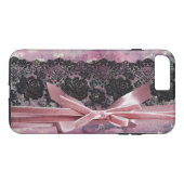 Zwarte  kant - stippen - roze lint Case-Mate iPhone case (Achterkant (Horizontaal))