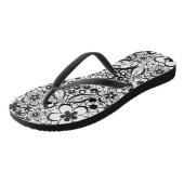Zwarte kant teenslippers (Schuin)