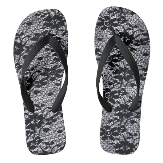 Zwarte Kant Teenslippers (Voetbed)