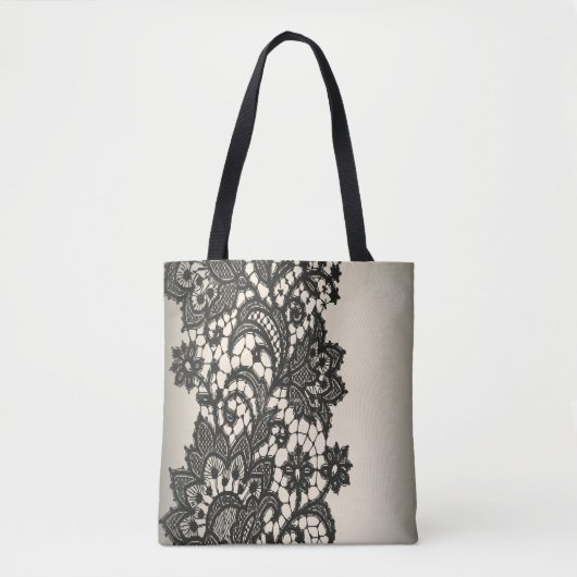 zwarte kant tote bag (Voorkant)