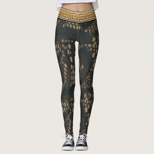 Zwarte Kant van Elegantie Leggings (Voorkant)
