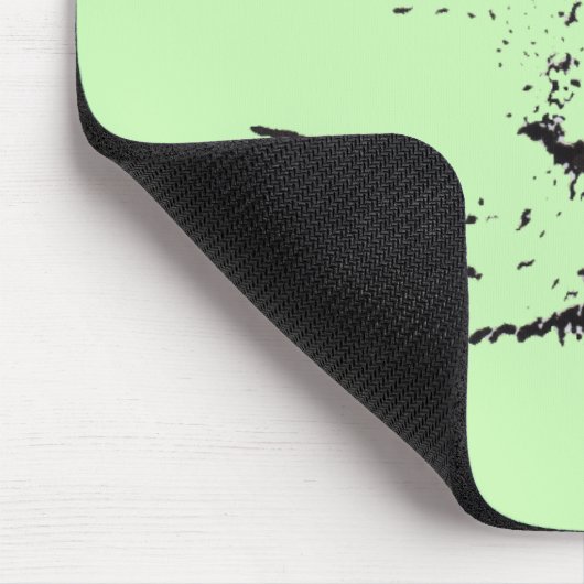 Zwarte kant van kat groene geelogen muismat (Hoek)