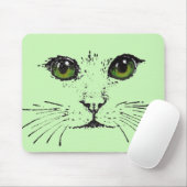 Zwarte kant van kat groene geelogen muismat (Met muis)