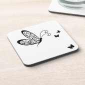 Zwarte kant Vlinders 1 Drankjes Onderzetter (Linkerzijde)