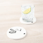 Zwarte kant Vlinders 1 Zandsteen Onderzetter (Zijkant)