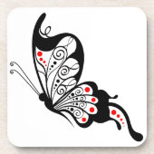 Zwarte kant vlinders 2 bier onderzetter (Voorkant)