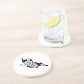 Zwarte kant vlinders 2 zandsteen onderzetter (Zijkant)