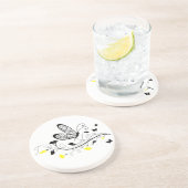 Zwarte kant vlinders 3 zandsteen onderzetter (Zijkant)